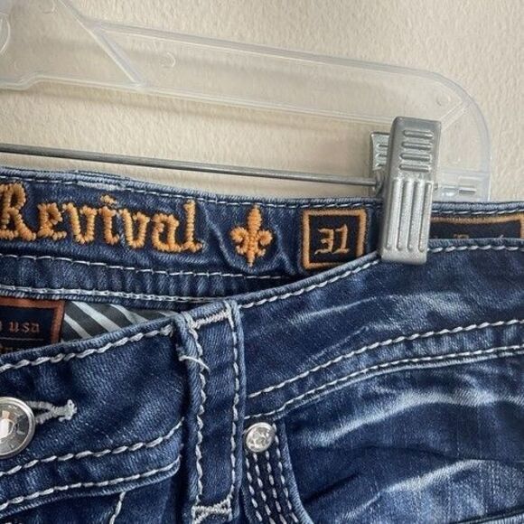 Rock Revival Yui Wash Embellished Stretch Denim Bootcut Jeans Women Size 31X32 - Picture 3 of 15